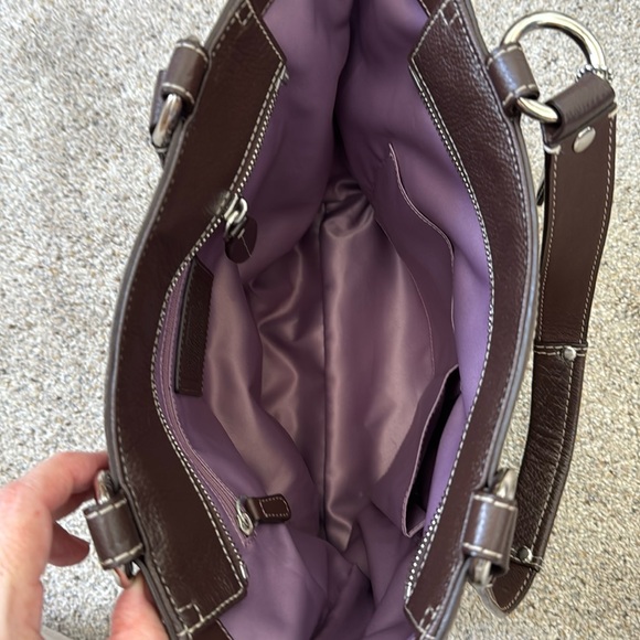 Coach Penelope dark brown leather shoulder bag with scarf, EUC - Picture 9 of 11